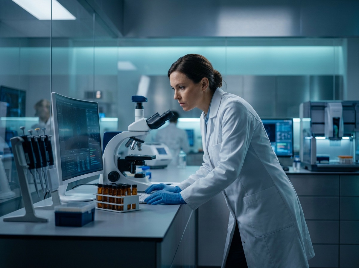 ImmunoMet scientist conducting oncology research in the laboratory
